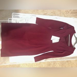 Dress the population Nadia Long Sleeve Scoop Back Midi Dress